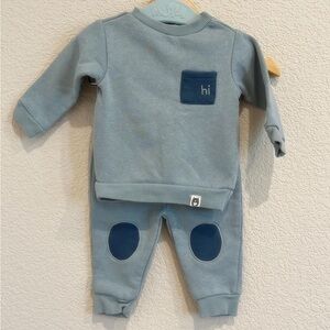 Rabbit & Bear organic cotton “hi” set 0-3 months, blue